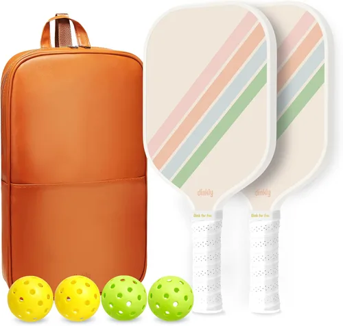 Miniatura 21 de Juego de 2/4 palas de pickleball - Raqueta de pickleball de grafito/fibra de vidrio aprobada por USAPA, 2 raquetas de pickleball, 4 pelotas y 1 2