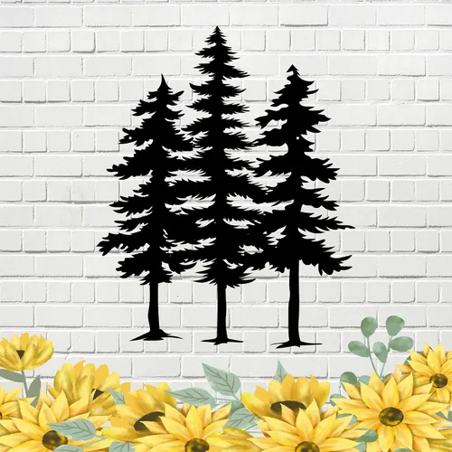 Excmoky Arte de pared de metal de 3 pinos, 3 pinos cortados con láser, decoración de pared para el hogar, dormitorio, oficina, decoración al aire