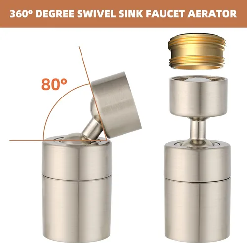 Miniatura 7 de Hibbent Aireador de grifo, Aireador de grifo de fregadero de cocina de 360 grados, Accesorio de grifo de cocina giratorio de doble función, pieza