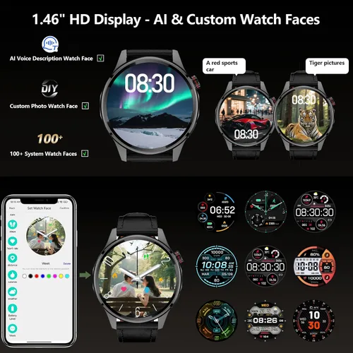 Miniatura 7 de Reloj inteligente para hombre con GPS integrado (respuesta/hacer llamadas/texto), reloj inteligente AI de 1.46 pulgadas para teléfonos