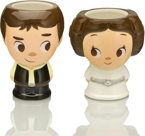 Cupful of Cute Star Wars Han Solo and Princess Leia tazas de cerámica de 16 onzas, juego de 2 vasos de cóctel para el hogar, tazas de café para