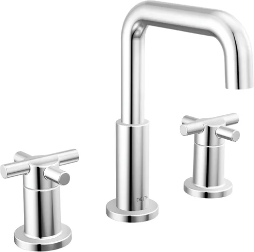 Miniatura 11 de Delta Nicoli - Grifo de baño negro mate/dorado cepillado de 3 agujeros, 8 pulgadas de grifo de lavabo de baño generalizado para tocador, conjunto