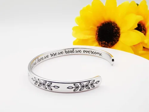 Miniatura 150 de Pulseras inspiradoras para mujer, joyería de acero inoxidable, con refranes, pulsera motivacional con mensaje oculto, pulseras grabadas para mejor