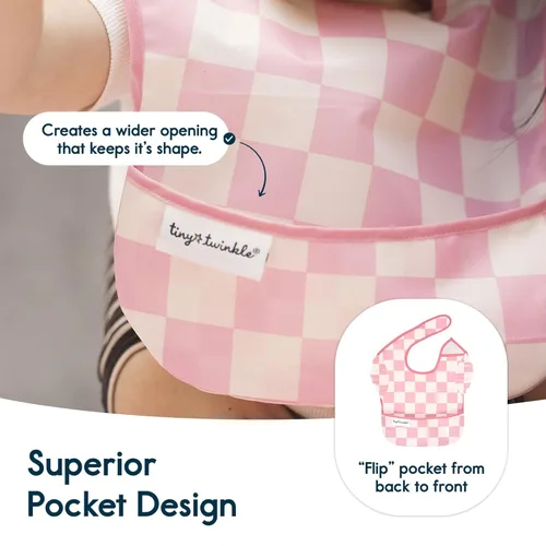 Miniatura 4 de Tiny Twinkle - Baberos a prueba de manchas para bebés para comer Baberos impermeables y lavables para niños pequeños con bolsillo para todo