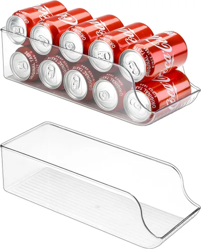 Puricon Paquete de 2 dispensadores de bebidas estándar para refrigerador, contenedor de plástico para refrescos, contenedor de almacenamiento para