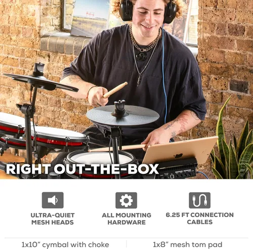Miniatura 6 de Alesis Drums Nitro Max Expansion Pack - Expansión de batería eléctrica para kit Nitro Max con pad de tom de malla, platillo de 10" con choke