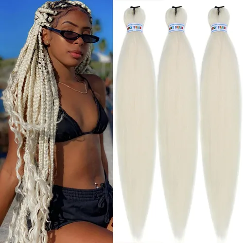 Miniatura 30 de Pelo corto negro trenzado preestirado de 14 pulgadas para trenzas sin nudos, pelo sintético 1B trenzado para trenzas Bob Box