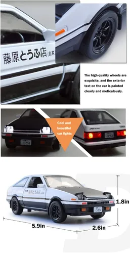 Miniatura 5 de Tianmei 1:32 Initial D Trueno AE86 - Modelo de automóvil de aleación fundida a presión, juguetes de metal para niños y adornos de colección