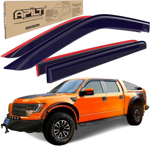 Miniatura 13 de Protectores de lluvia grandes para ventana de ventilación para Ford F-150 SuperCrew 2009-2014 y SVT Raptor SuperCrew 2010-2014 para montaje