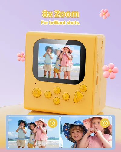 Miniatura 4 de Cámara de impresión instantánea para niños naranja: Cámara de impresión instantánea HODDRCCN - 2.5 horas de tiempo de uso - Grabación de video 1080P