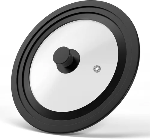 Tapa universal para olla, tapa de sartén para utensilios de cocina de 7, 8 y 9 pulgadas, vidrio templado con borde y mango de silicona resistente al