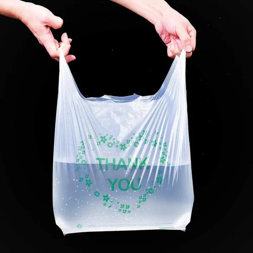 Miniatura 5 de LazyMe Thank You - Bolsas para camisetas de plástico blancas con asas, tamaño estándar de supermercado, 12 x 20 pulgadas (100 unidades)
