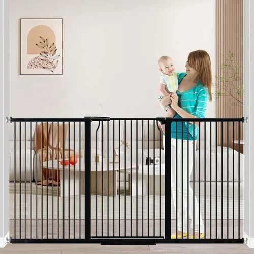 Miniatura 13 de Fairy Baby Puerta extra alta para bebés de 40.5 pulgadas, sin taladro, puerta extra ancha de 29.6 a 40.5 pulgadas para mascotas, puerta de seguridad