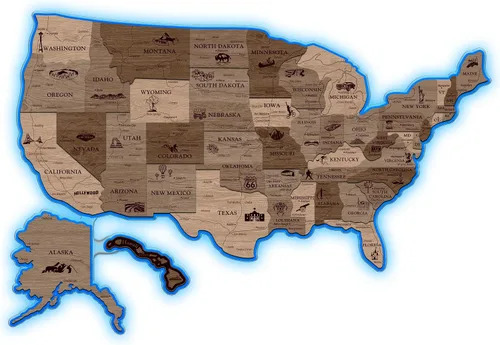 Miniatura 21 de JustLikeWood Rompecabezas de madera 3D de mapa de Estados Unidos de 16 x 9 ″ con los estados y capitales, decoraciones del 4 de julio, mapa de viaje