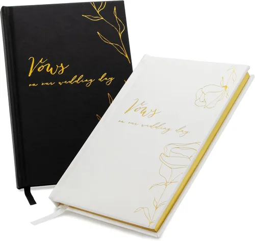 Miniatura 11 de MUUJEE Libros de Votos de Tapa Dura (Juego de 2) – Libros de Discursos de Ceremonia de Boda con Relieve de Papel Metalizado para Renovación