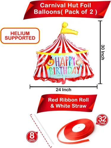 Miniatura 5 de Globo de carpa de circo de carnaval y globo de león – grande, 30 pulgadas Decoraciones de fiesta temática de carnaval Globos de carnaval