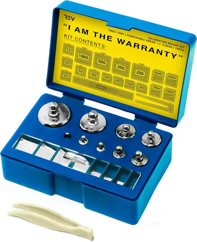 Juego de 19 pesas de calibración de 3.53 oz – 10 mg con pinzas y caja de presentación para un equilibrio preciso de precisión de balanzas digitales,