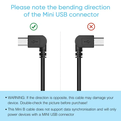 Miniatura 5 de Cable de alimentación para cámara de salpicadero, cable de carga mini USB de 11.5 pies de largo para Garmin Nuvi GPS Mirror Cam, USB a Mini USB