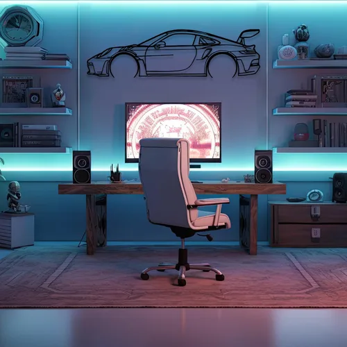Miniatura 5 de DecoSoul Arte de Pared de Metal con Silueta de Coche 911, Coche Deportivo, Decoración de Línea de Silueta Automotriz, Cueva de Hombre, Regalo