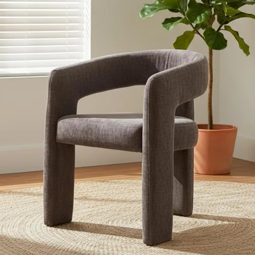 Miniatura 14 de Hyfirm Sillas de Comedor Modernas Tipo Barril Juego de 1, Cómoda Silla de Comedor de Acento Tapizada en Chenilla con Brazo para Cocina Sala de Estar