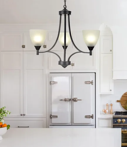 Candelabros contemporáneos de 3 luces negras para comedor, lámparas colgantes de techo de mediados de siglo, iluminación colgante para sala de