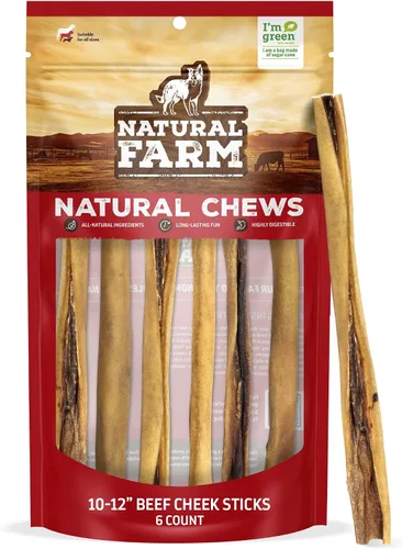 Miniatura 11 de Natural Farm Bully Cheek Stick, 5-6 pulgadas (paquete de 15) - Mejor alternativa a Bully Stick, mejillas de res 100% naturales para perros - Alta