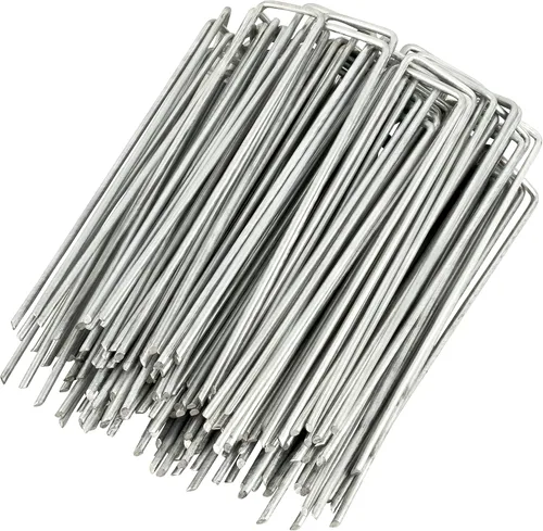 Miniatura 11 de GardenMate Paquete de 50 clavijas de acero multiusos en forma de U de 50 x 6 pulgadas (5.906 in), ideales para asegurar tela de malezas, tela