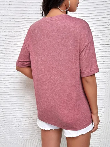 Miniatura 2 de Verdusa Camiseta holgada de manga corta con hombros caídos para mujer