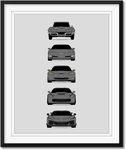 Miniatura 8 de Custom Car Posters Póster hecho a mano compatible con Chevy Corvette Z06 Generations e impresión de Chevrolet Corvette C2 C5 C6 C7 C8 Z15 Multi
