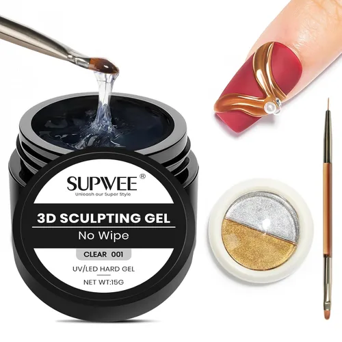Miniatura 13 de Gel 3D para arte de uñas, gel duro sólido para esculpir uñas, no pegajoso para tallar, extensión de edificios con lápiz de arte de uñas, manicura