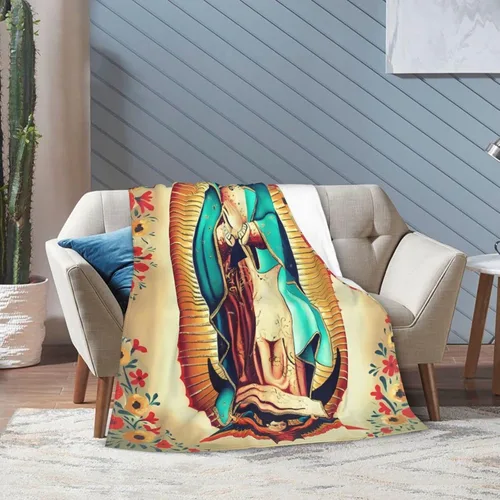 Miniatura 7 de Manta de Nuestra Señora de Guadalupe de franela ultra suave y ligera para sofá, cama, uso en todas las estaciones, 80 x 60 pulgadas