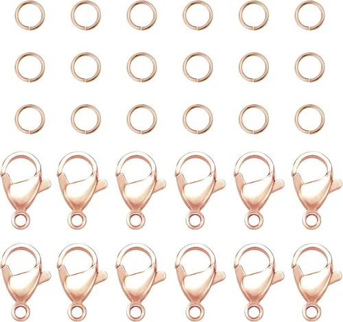 Miniatura 7 de PandaHall - 300 anillos de salto de acero inoxidable 304 de calibre 20 de 0.197 in con 100 cierres de pinza de langosta para aretes, pulseras