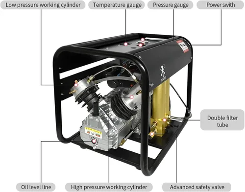 Miniatura 5 de TUXING Compresor de aire Pcp de 4500 psi, compresor de alta presión Pcp para tanque de buceo, compresor de buceo para llenado de tanque de buceo