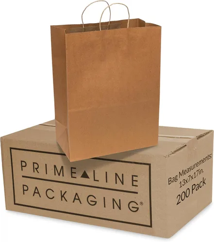 Miniatura 23 de Bolsas de papel kraft de Prime Line Packaging, bolsas de regalo marrones con asas, pequeñas bolsas de compras artesanales al por mayor