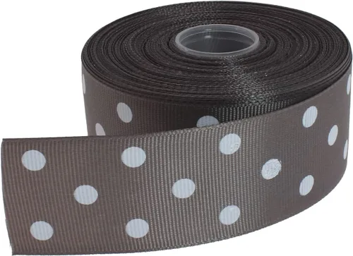 Miniatura 43 de Cinta de grogrén de lunares de 25 yardas cada rollo 100% poliéster (1 pulgada, beige)