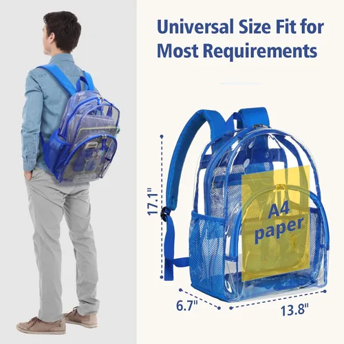 Miniatura 6 de F-color - Mochila transparente grande, bolsa transparente de PVC resistente para estadio y escuela