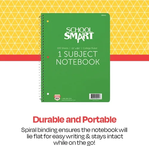 Miniatura 5 de School Smart Cuaderno de espiral no perforado de 1 materia, 100 hojas, 11 x 8-1/2 pulgadas