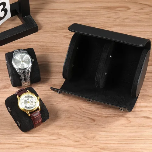 Miniatura 6 de Funda de viaje para reloj para hombres y mujeres, almacenamiento y organizador de 2 relojes con innovadoras almohadas extraíbles y separadores