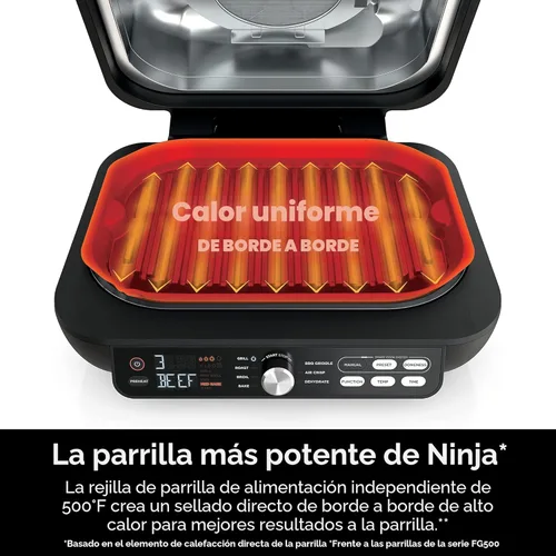 Miniatura 3 de Ninja IG651 Foodi Smart XL Pro 7 en 1 Combo de parrilla/plancha para interiores, uso abierto o cerrado, freír al aire, deshidratar y más, rejilla