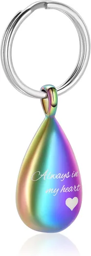 Miniatura 11 de Yinplsmemory Llavero de cremación para cenizas Always In My Heart Urna Medallón de cremación joyería lágrima recuerdo llavero
