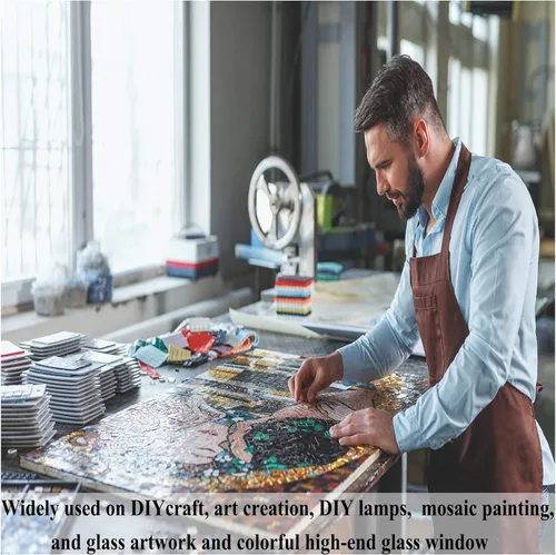 Miniatura 7 de 1100 Piezas de Azulejos de Mosaico, Azulejos de Mosaico de Vidrio para Manualidades al Por Mayor, Piezas de Vidrio de Mosaico Teñido, Suministros