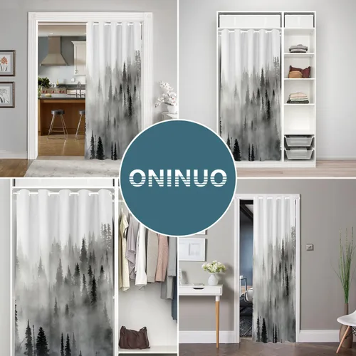 Miniatura 5 de Cortinas de puerta de África para puertas, anochecer paisajes naturales, árboles, temporadas, horizonte, jirafas, cortina opaca para armario