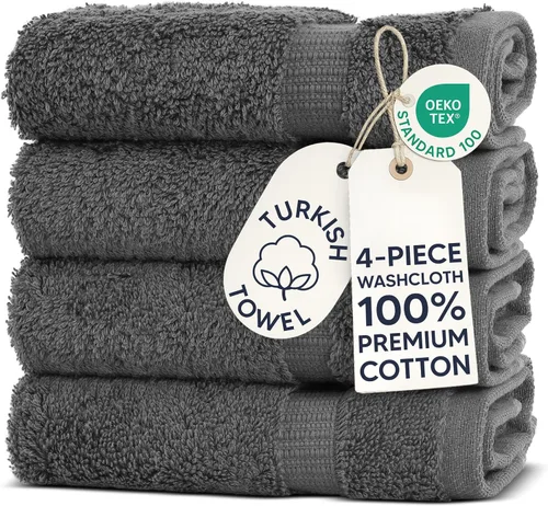 Miniatura 151 de Chakir Turkish Linens - Toallas turcas de 100% algodón, suaves y absorbentes (4 paños, color gris)