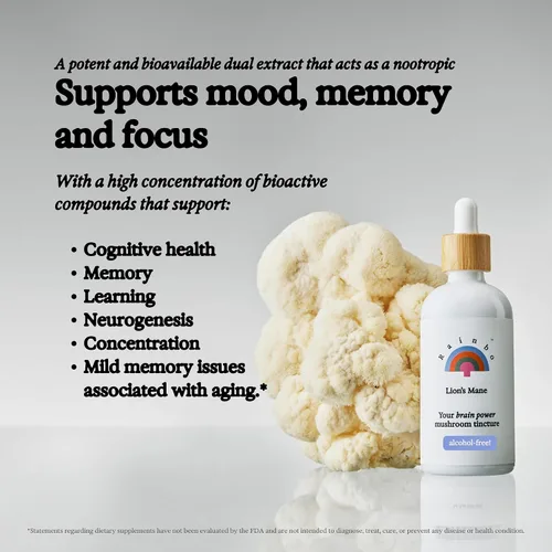 Miniatura 3 de Rainbo Paquete energético de hongos sin alcohol + rendimiento, hongo melena de león + cordyceps, tinturas diarias para apoyo inmunológico