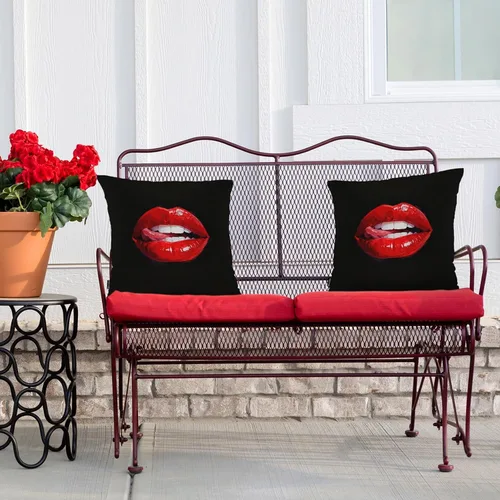 Miniatura 4 de Swono Juego de 2 fundas de almohada de 18 x 18 pulgadas, diseño floral abstracto, fundas de almohada decorativas para interiores y exteriores, sofá