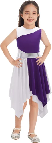 Miniatura 142 de CHICTRY Vestido de baile lírico sin mangas asimétrico para niñas, disfraz de adoración litúrgica contemporánea