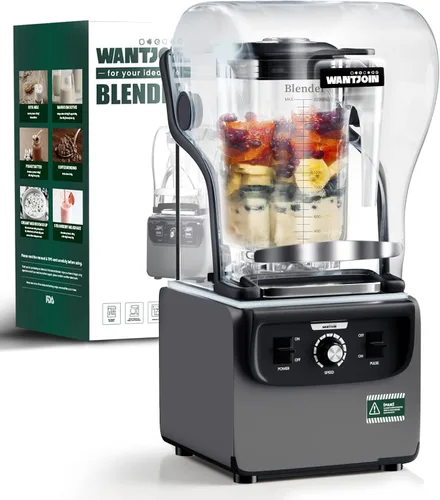 Wantjoin Licuadora Comercial Silenciosa para Cocina, Licuadora de Batidos de Proteína, Máquina de Alimentos Eléctrica de Encimera Profesional para