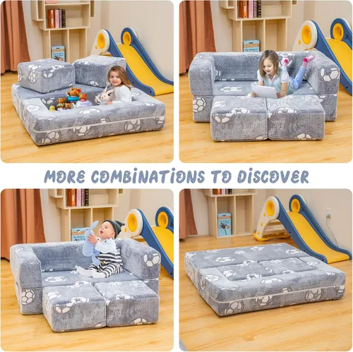 Miniatura 4 de furlinkhm Sofá para niños pequeños, que brilla en la oscuridad, sofá plegable para niños, sofá plegable para sala de juegos, espuma de juego