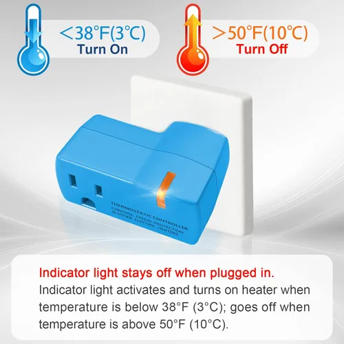 Miniatura 6 de 1 unidad de toma de termostato mejorada para calentador de invernadero y casa YeloDeer, encendido automático a 38 °F/apagado a 50 °F
