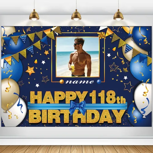 Miniatura 60 de Pancarta Personalizada de Decoraciones de Feliz Cumpleaños 101 - Telón de Fondo de 101 Años para Mujeres Hombres Niños Niñas Suministros de Fiesta